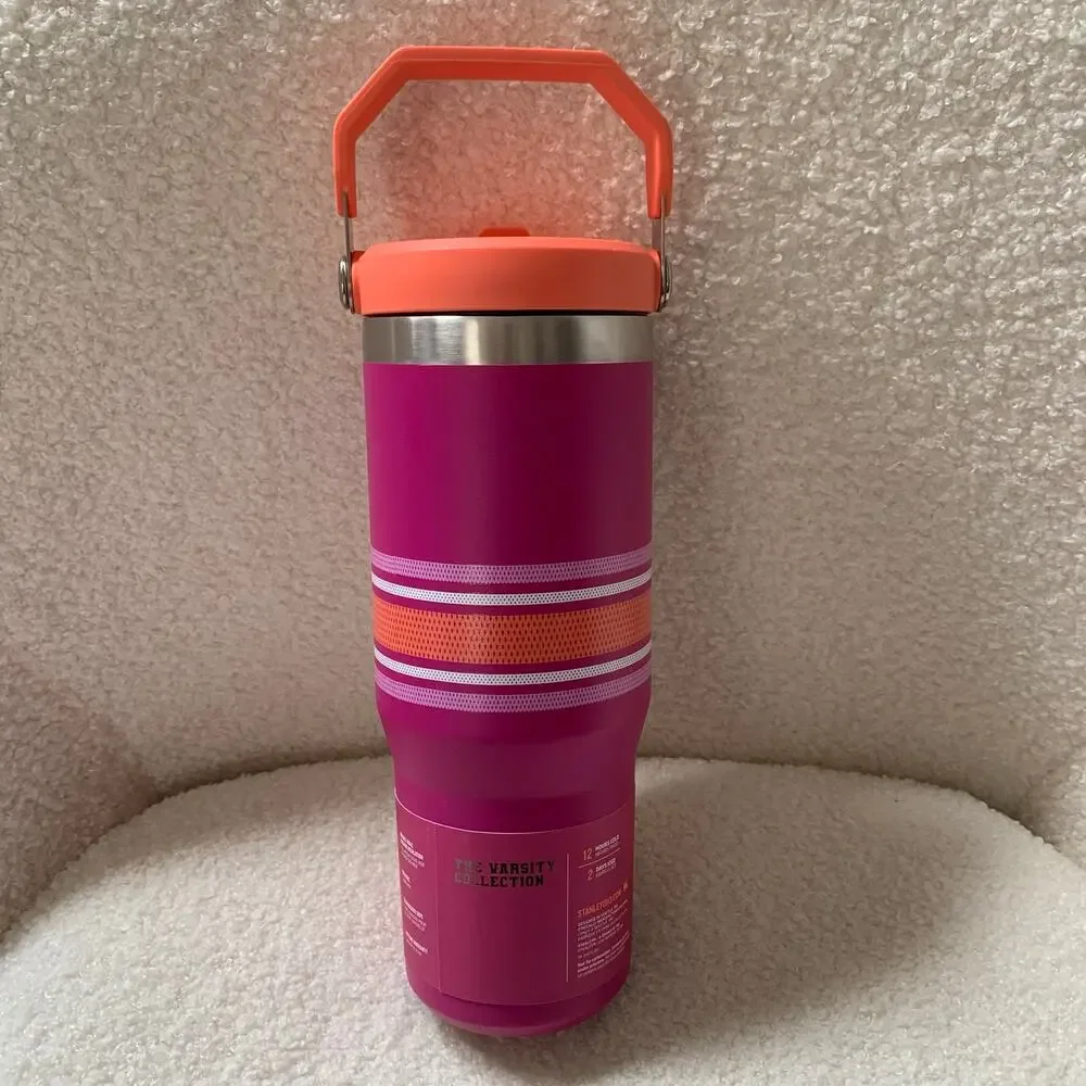 New Stanley The Varsity Iceflow Flip Straw Tumbler 30 oz - Fuchsia Mesh - Picture 2 of 6